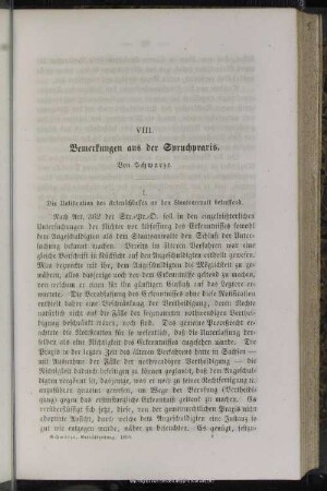 VIII. Bemerkungen aus der Spruchpraxis