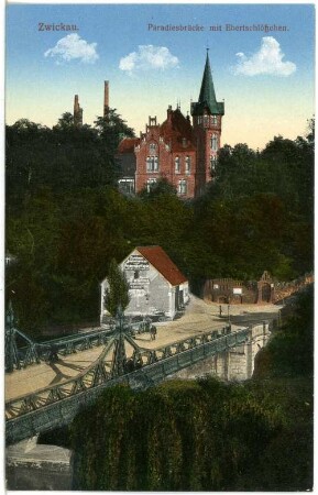 Zwickau. Paradiesbrücke mit Ebertschlößchen