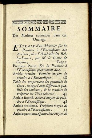 Sommaire Des Matiéres contenues dans cet Ouvrage.