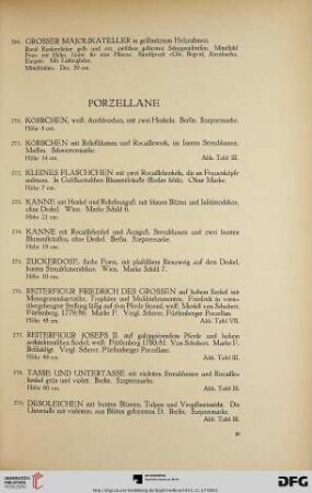 Porzellane, Glas, Stoffe, Spitzen (Nr. 270-346)