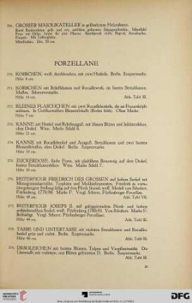 Porzellane, Glas, Stoffe, Spitzen (Nr. 270-346)