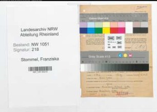 Entnazifizierung Franziska Stommel , geb. 23.12.1902 ()