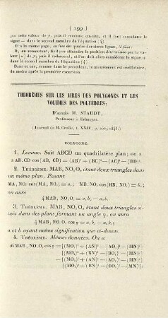 Théorèmes sur les aires des polygones et les volumes des polyèdres.