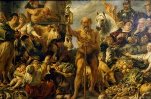 Diogenes mit der Laterne, auf dem Markt Menschen suchend