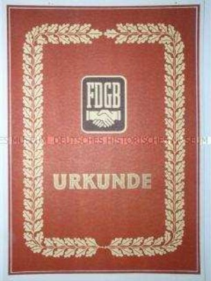 FDGB-Urkunde zur Fritz-Heckert-Medaille (blanko)