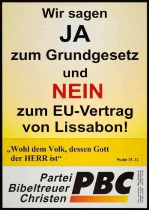 PBC, Europawahl 2009