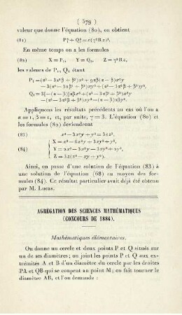 Agrégation des sciences mathématiques (concours de 1886).