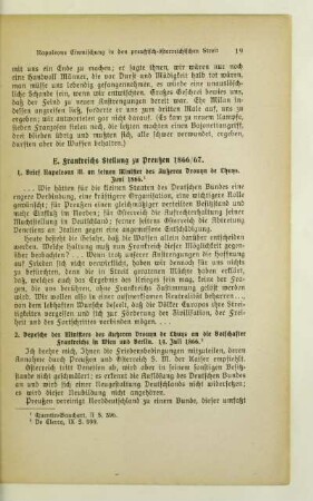 E. Frankreichs Stellung zu Preußen 1866/67
