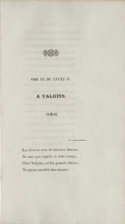 Ode IX Du Livre II. A Valgius