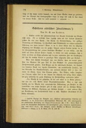 Schillers ethischer Idealismus