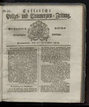 Nr. 91, Sonnabend, den 13ten November 1819