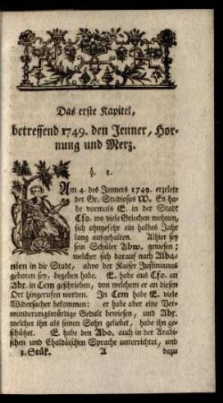 Das erste Kapitel, betreffend 1749. den Jenner, Hornung und Merz