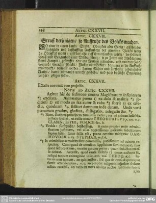 Artic. CXXVII. Straff derjenigen, so Aufruhr des Volcks machen