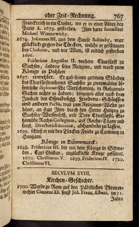 767-784, Seculum XVIII.