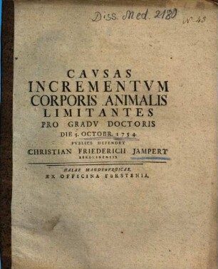 Cavsas Incrementvm Corporis Animalis Limitantes