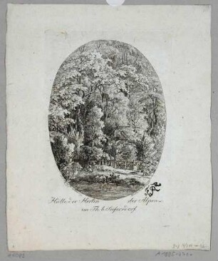 Die "Hütte der Hirtin der Alpen" nach der Novelle "La Bergère des Alpes" von Jean-François Marmontel von 1759 im nordwestlichen Teil des Landschaftsparkes Seifersdorfer Tal nördlich von Radeberg