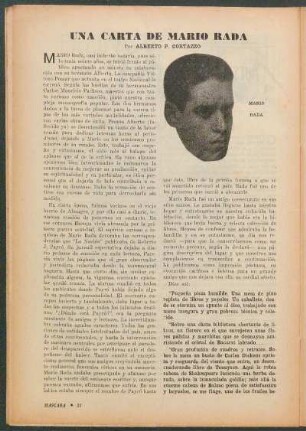 Una carta de Mario Rada