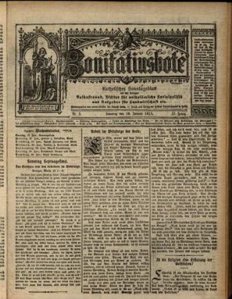 Erste Ausgabe vom Sonntag, den 19. Januar 1913.