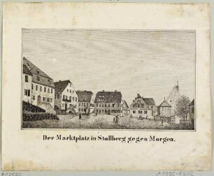 Der Marktplatz in Stollberg in Sachsen mit der Jakobikirche nach Nordosten