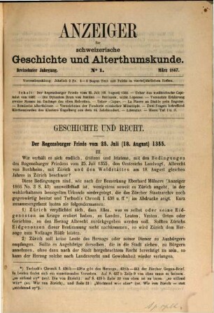 Anzeiger für schweizerische Geschichte und Altertumskunde : = Indicateur d'histoire et d'antiquités suisses. 3 = A. 13/14. 1867/68