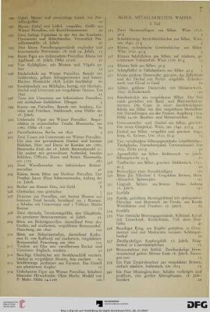 Silber, Metallarbeiten, Waffen. I. Teil (Nr. 315-409)