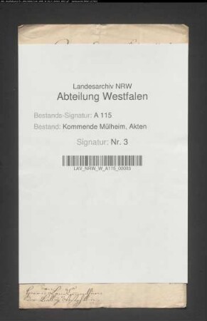 Aufnahme des Novizen Johann Philipp Wilhelm v. Wydenbrück.