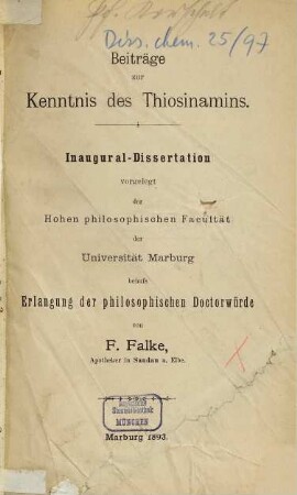 Beiträge zur Kenntnis Thiosinamins
