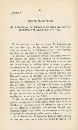 Bijlage E. Tweede Jaarverslag van de Commissie van Bijstand in den arbeid van den Heer Johannes van der Steur over 1900