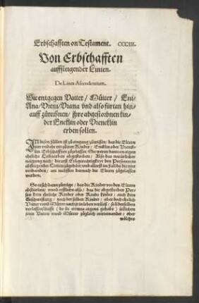 Von Erbschafften auffsteigender Linien.