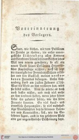 Vorerinnerung des Verlegers