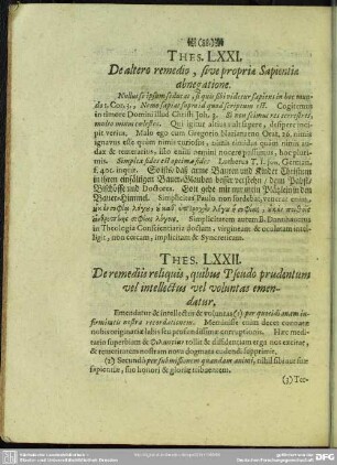 Thes. LXXII. De remediis reliquis, quibus Pseudo prudentum vel intellectus vel voluntas emendatur