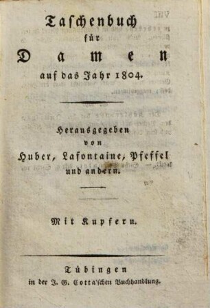 Taschenbuch für Damen : auf das Jahr .., 1804