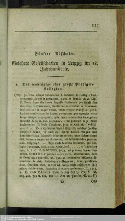 Fünfter Abschnitt. Gelehrte Gesellschaften in Leipzig im 18. Jahrhunderte