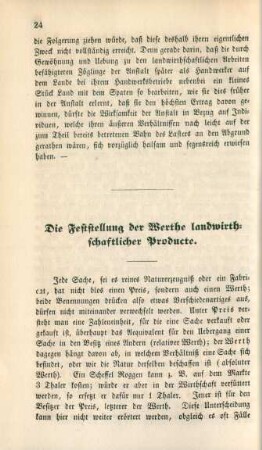 Die Feststellung der Werthe landwirthschaftlicher Producte.