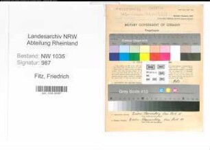 Entnazifizierung Friedrich Fitz , geb. 06.11.1886 (Bueroangestellter)