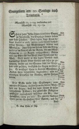 Evangelium am 20. Sontage nach Trinitatis.