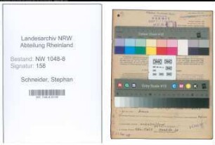 Entnazifizierung Stephan Schneider , geb. 04.09.1897 (Werkmeister)