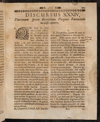 497-508, Discursus XXXIV. Plurimum spei in Beatissimae Virginis Patrocinio nos posse reponere.