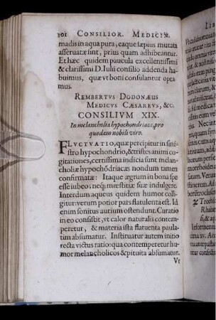 Consilium XIX. In melancholia hypochondriaca, pro quodam nobili viro