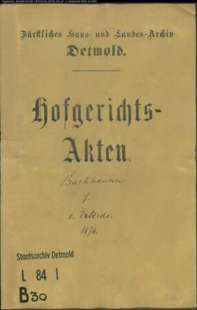 Barkhausen, Bartolds Witwe gegen Bernd Simon von Exterde - Schuldforderung