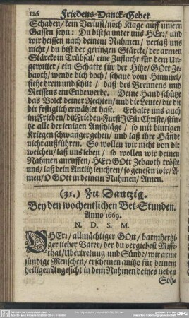 (31.) Zu Dantzig. Bey den wochentlichen Bet-Stunden. Anno 1669