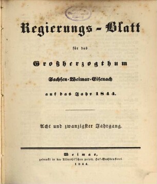 Regierungsblatt für Sachsen-Weimar-Eisenach : auf das Jahr .... 1844 = Jg. 28