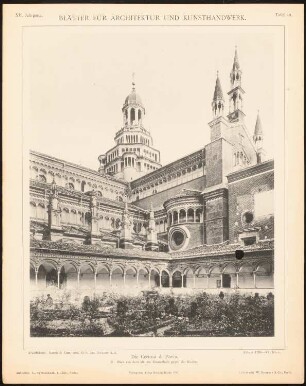 Kloster Certosa di Pavia: Ansicht von Hofseite (aus: Blätter für Architektur und Kunsthandwerk, 12. Jg., 1899, Tafel 43)