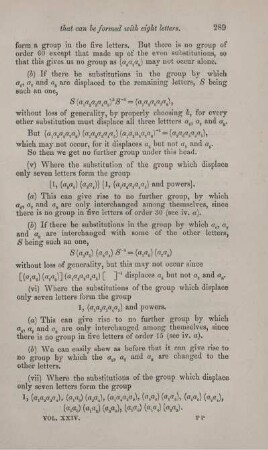 On groups of substitutions that can be formed with eight letters.