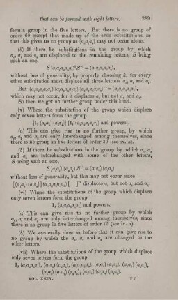 On groups of substitutions that can be formed with eight letters.