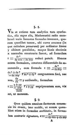 Formulae Radii osculatoris.