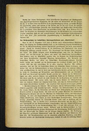 ¬Der¬ Reichsausschuß der katholischen Schulorganisationen zum "Schulfrieden"