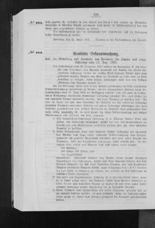 Revidirte Bekanntmachung, betr. die Ertheilung und Controlle von Nummern für Schuten und dergl. Fahrzeuge vom 13. August 1863.