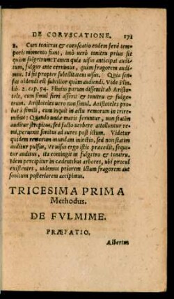 Tricesima Prima Methodus. De Fulmime.