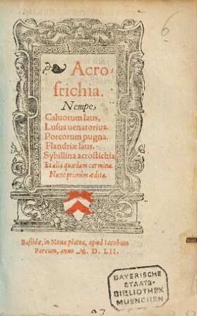 Acrostichia nempe Calvorum laus : lusus venatorius